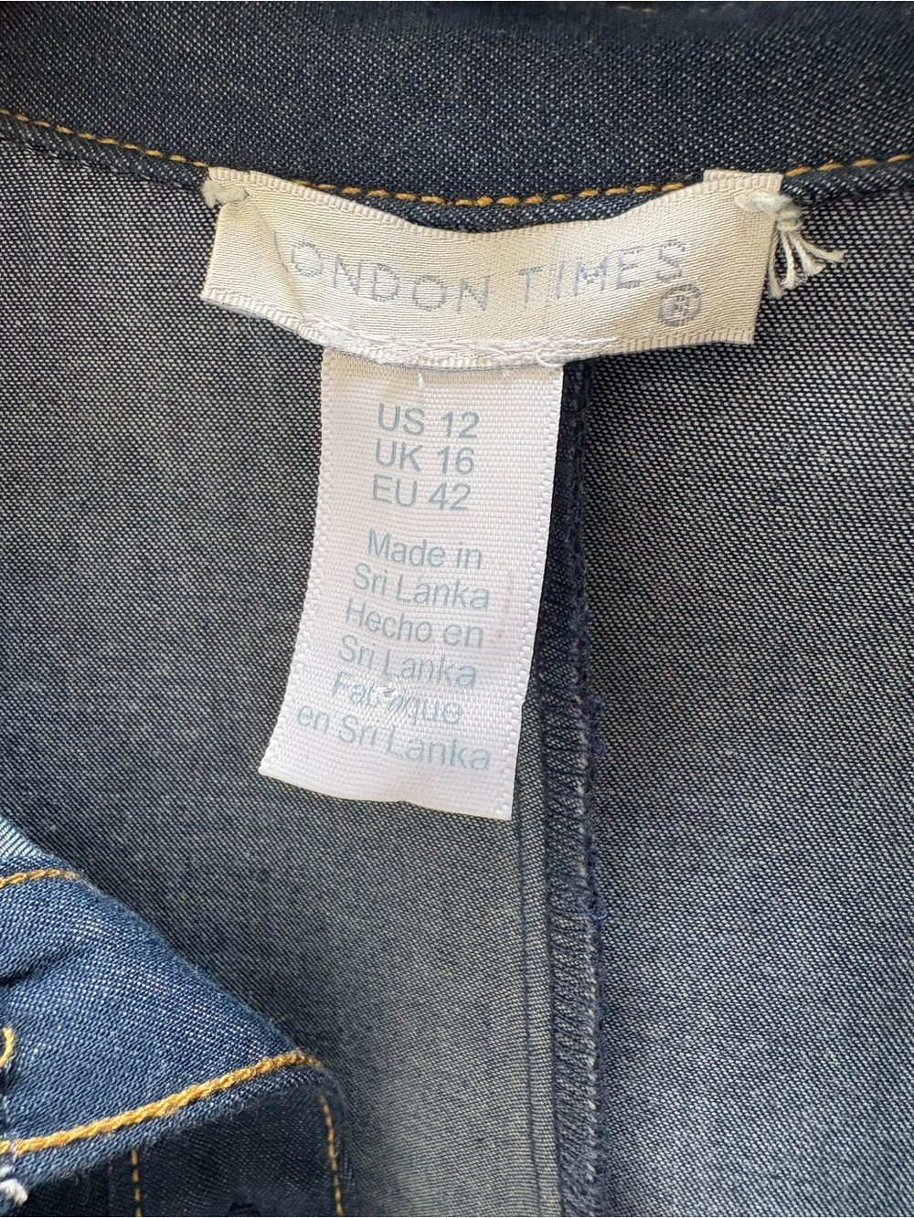 London Times Blue Denim Midi Shirt Dress with Waist Tie - Picture 7 of 9